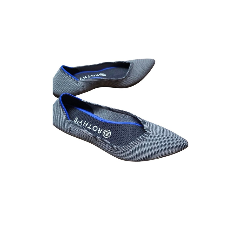 Rothy's Gray Pointed Birdseye Toe Flats Size 8.5 Sustainable Washable Knit Shoes